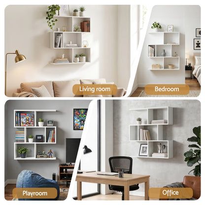 Artiss Floating Wall Shelf Bookshelf 3-Tier Display Storage Organiser White-Furniture > Living Room > Bookcases &amp; Shelves-PEROZ Accessories