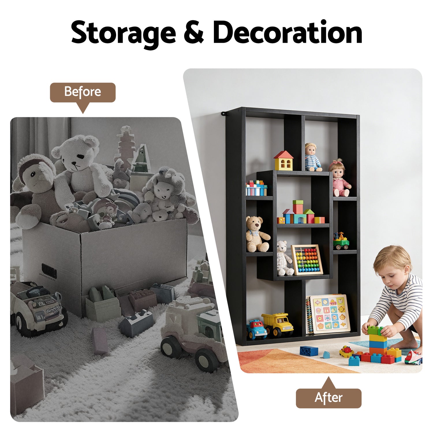 Artiss Floating Wall Shelves Bookshelf Black-Furniture > Living Room > Bookcases &amp; Shelves-PEROZ Accessories