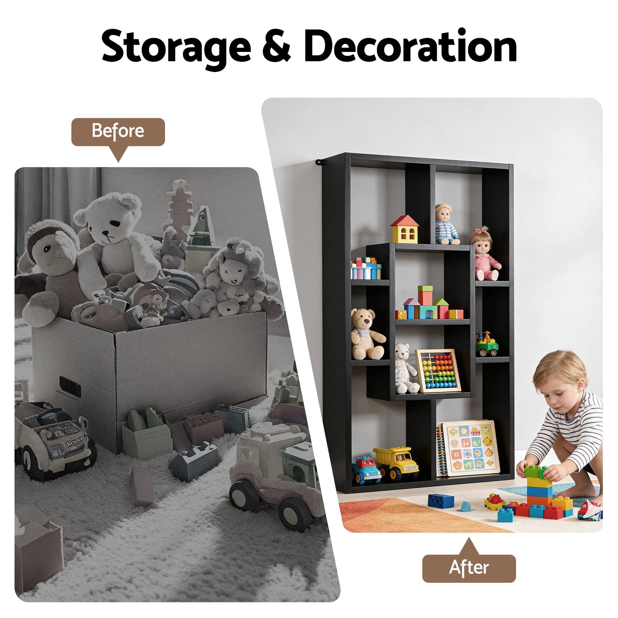 Artiss Floating Wall Shelves Bookshelf Black-Furniture > Living Room > Bookcases &amp; Shelves-PEROZ Accessories