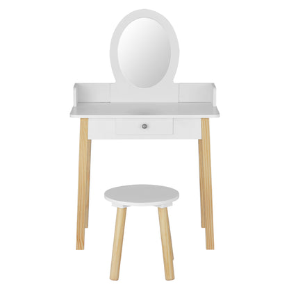 Keezi Kids Dressing Table Chair Set Wooden Leg Vanity Makeup Drawer Mirror-Furniture &gt; Bedroom-PEROZ Accessories