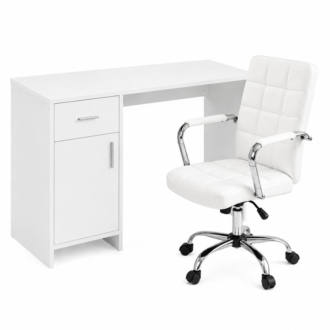 Artiss Office Desk and Chair Set 100cm Computer Desk PU Leather Office Chair-Furniture > Office > Desks-PEROZ Accessories