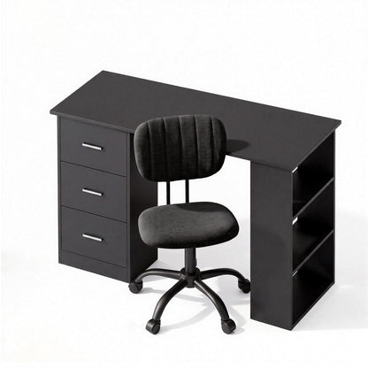 Artiss Office Desk &amp; Chair Set 120cm Computer Desk with 3 Drawers &amp; Open Shelves, Ergonomic Armless Office Chair with Wheels, Height Adjustable for Home Office Study
