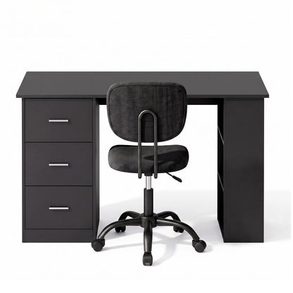 Artiss Office Desk &amp; Chair Set 120cm Computer Desk with 3 Drawers &amp; Open Shelves, Ergonomic Armless Office Chair with Wheels, Height Adjustable for Home Office Study