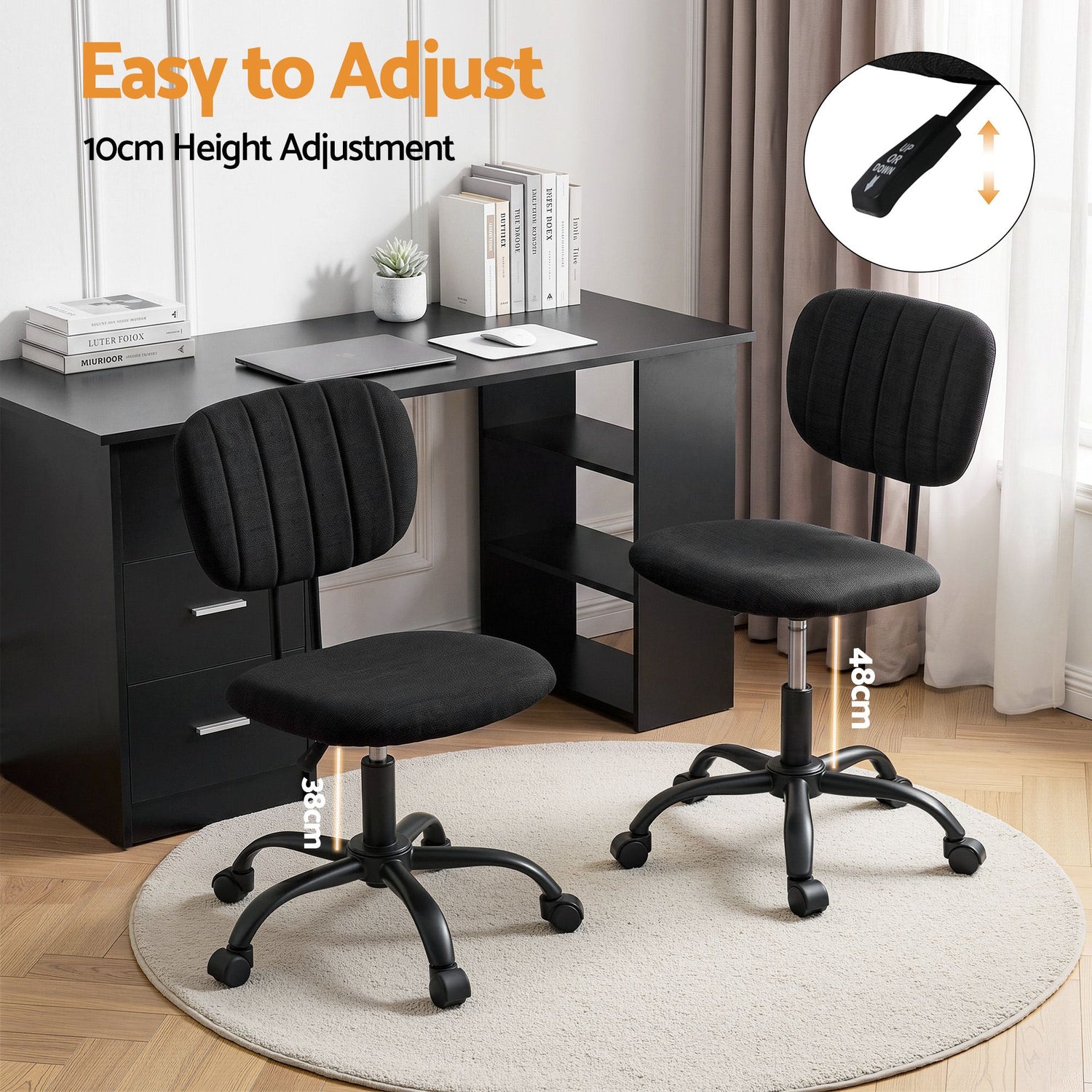 Artiss Office Desk &amp; Chair Set 120cm Computer Desk with 3 Drawers &amp; Open Shelves, Ergonomic Armless Office Chair with Wheels, Height Adjustable for Home Office Study