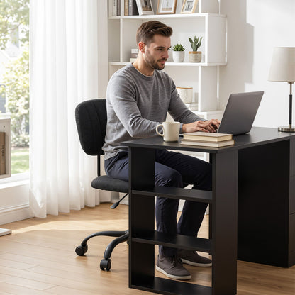 Artiss Office Desk &amp; Chair Set 120cm Computer Desk with 3 Drawers &amp; Open Shelves, Ergonomic Armless Office Chair with Wheels, Height Adjustable for Home Office Study