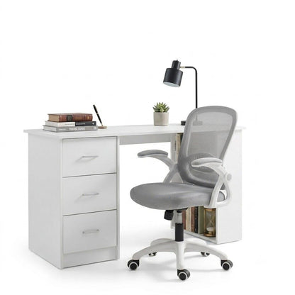 Artiss Computer Desk &amp; Ergonomic Office Chair Set 120cm Home Office Study Desk with 3 Drawers &amp; 3 Shelves, Mesh Computer Chair with Flip-Up Armrests