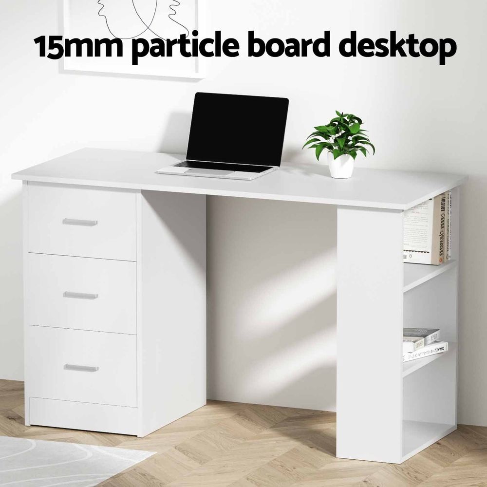 Artiss Computer Desk &amp; Ergonomic Office Chair Set 120cm Home Office Study Desk with 3 Drawers &amp; 3 Shelves, Mesh Computer Chair with Flip-Up Armrests
