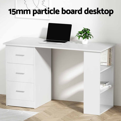 Artiss Computer Desk &amp; Ergonomic Office Chair Set 120cm Home Office Study Desk with 3 Drawers &amp; 3 Shelves, Mesh Computer Chair with Flip-Up Armrests