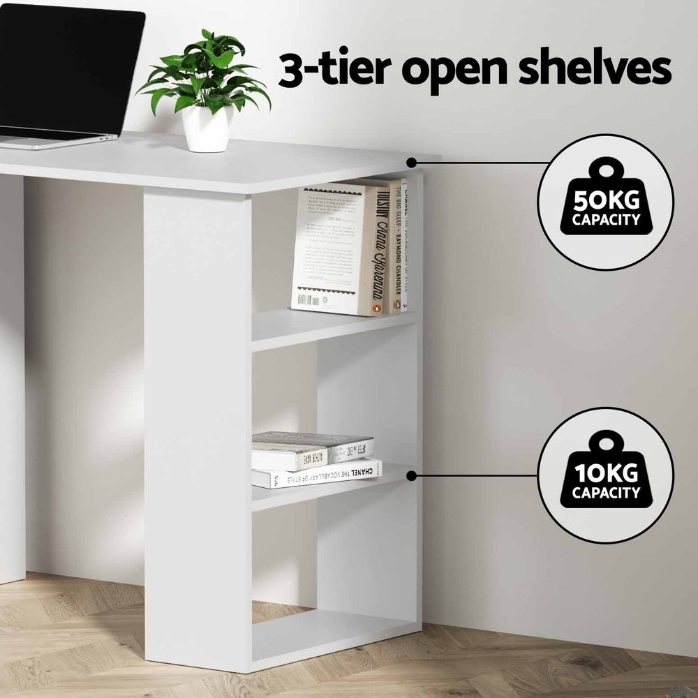 Artiss Computer Desk &amp; Ergonomic Office Chair Set 120cm Home Office Study Desk with 3 Drawers &amp; 3 Shelves, Mesh Computer Chair with Flip-Up Armrests