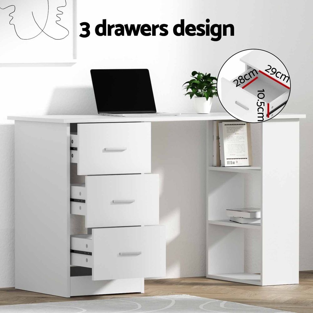Artiss Computer Desk &amp; Ergonomic Office Chair Set 120cm Home Office Study Desk with 3 Drawers &amp; 3 Shelves, Mesh Computer Chair with Flip-Up Armrests