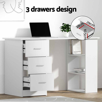 Artiss Computer Desk &amp; Ergonomic Office Chair Set 120cm Home Office Study Desk with 3 Drawers &amp; 3 Shelves, Mesh Computer Chair with Flip-Up Armrests