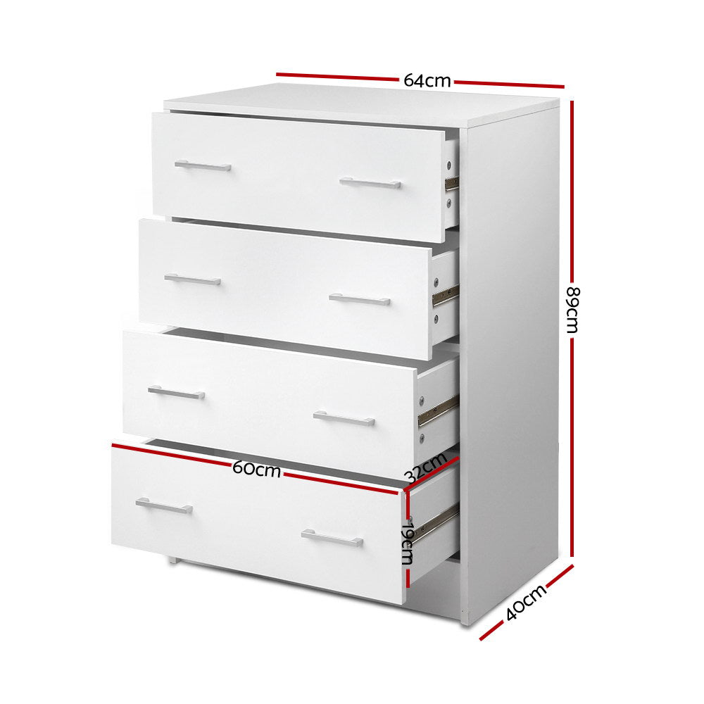 Artiss 4 Chest of Drawers - ANDES White-Furniture &gt; Living Room-PEROZ Accessories