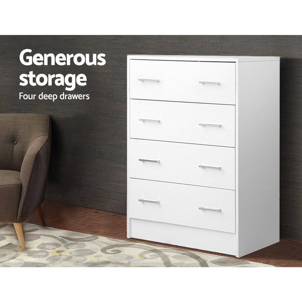 Artiss 4 Chest of Drawers - ANDES White-Furniture &gt; Living Room-PEROZ Accessories