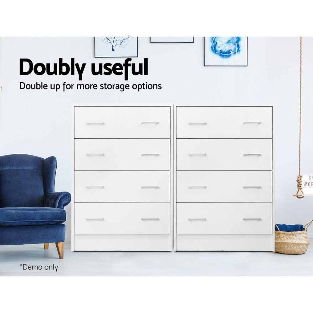 Artiss 4 Chest of Drawers - ANDES White-Furniture &gt; Living Room-PEROZ Accessories