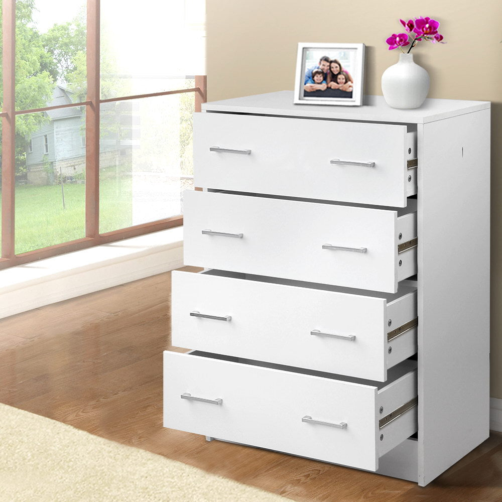 Artiss 4 Chest of Drawers - ANDES White-Furniture &gt; Living Room-PEROZ Accessories