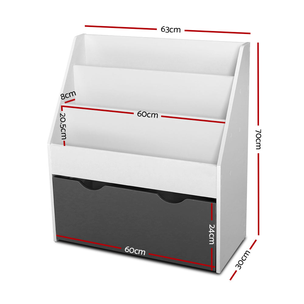 Keezi 3 Tiers Kids Bookshelf Magazine Rack Children Bookcase Organiser Storage-Bookcases &amp; Shelves-PEROZ Accessories