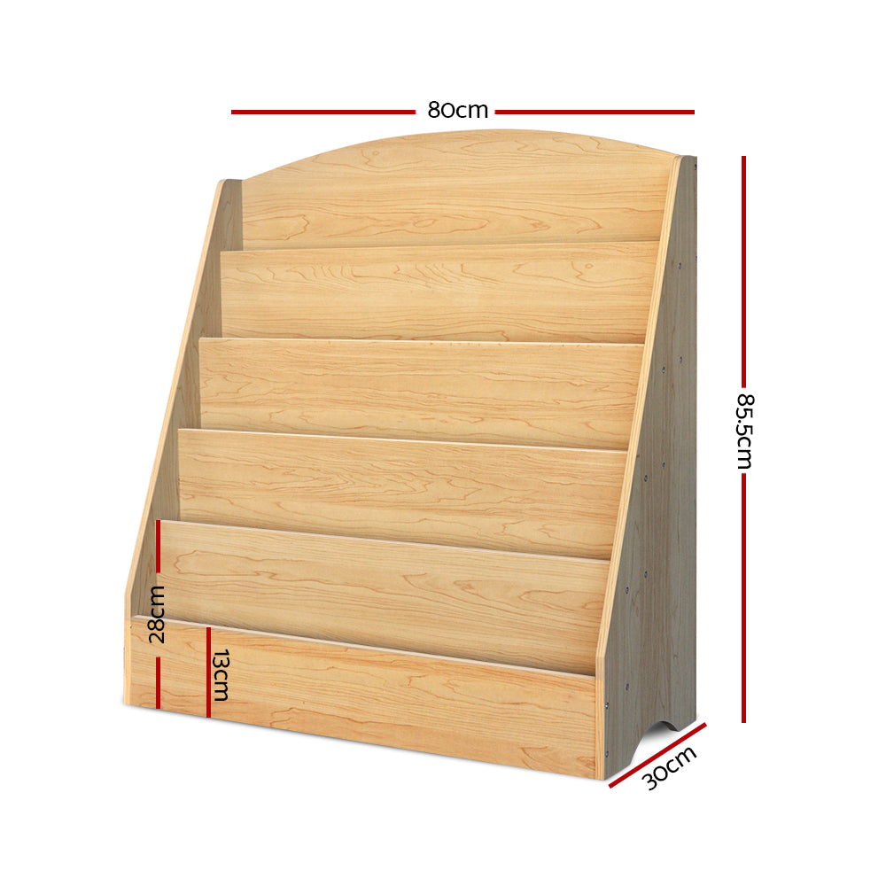 Keezi 5 Tiers Kids Bookshelf Magazine Shelf Organiser Bookcase Display Rack-Bookcases &amp; Shelves-PEROZ Accessories