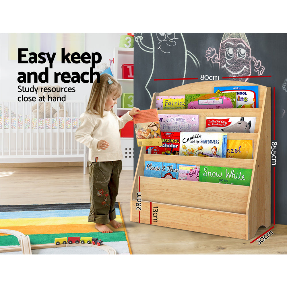 Keezi 5 Tiers Kids Bookshelf Magazine Shelf Organiser Bookcase Display Rack-Bookcases &amp; Shelves-PEROZ Accessories