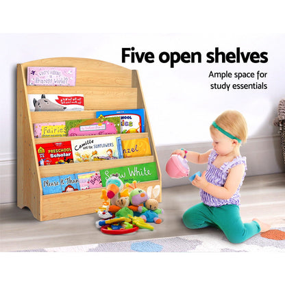 Keezi 5 Tiers Kids Bookshelf Magazine Shelf Organiser Bookcase Display Rack-Bookcases &amp; Shelves-PEROZ Accessories