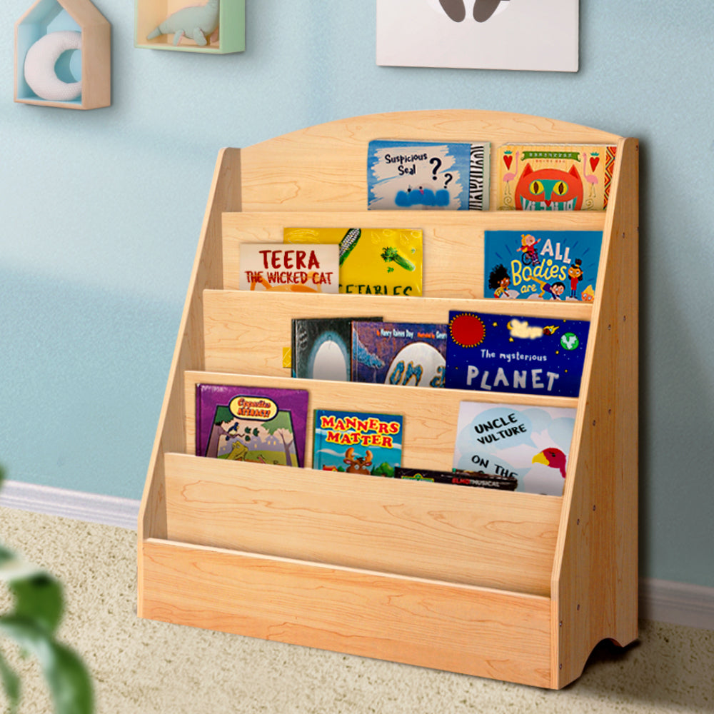 Keezi 5 Tiers Kids Bookshelf Magazine Shelf Organiser Bookcase Display Rack-Bookcases &amp; Shelves-PEROZ Accessories