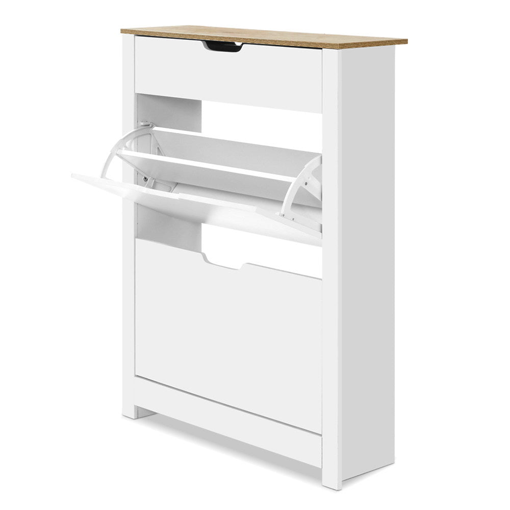 Artiss Shoe Rack Cabinet 16 Pairs White Ana-Shoe Storage Cabinets-PEROZ Accessories