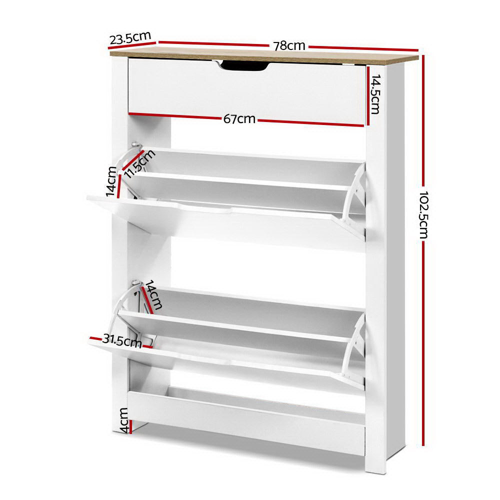 Artiss Shoe Rack Cabinet 16 Pairs White Ana-Shoe Storage Cabinets-PEROZ Accessories