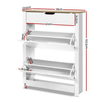 Artiss Shoe Rack Cabinet 16 Pairs White Ana-Shoe Storage Cabinets-PEROZ Accessories