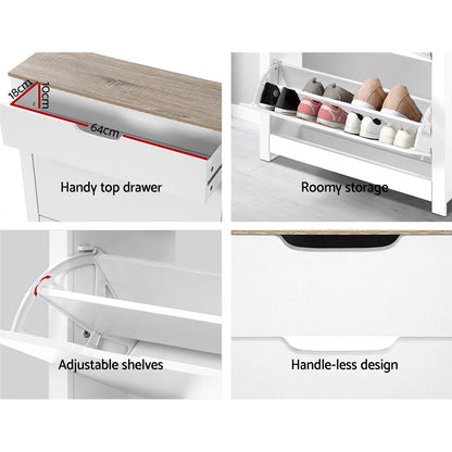 Artiss Shoe Rack Cabinet 16 Pairs White Ana-Shoe Storage Cabinets-PEROZ Accessories