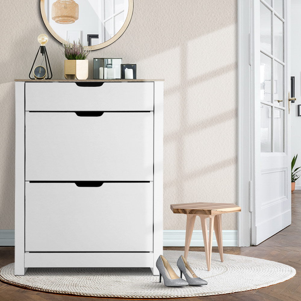 Artiss Shoe Rack Cabinet 16 Pairs White Ana-Shoe Storage Cabinets-PEROZ Accessories