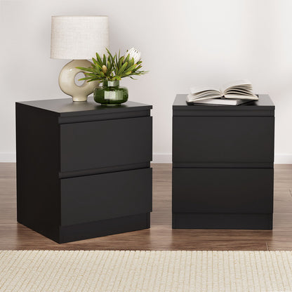 Artiss 2x Bedside Table 2 Drawers - PEPE Black-Furniture &gt; Bedroom &gt; Bedside Tables-PEROZ Accessories