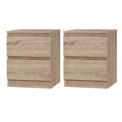 Artiss 2x Bedside Table 2 Drawers - PEPE Oak-Furniture &gt; Bedroom &gt; Bedside Tables-PEROZ Accessories