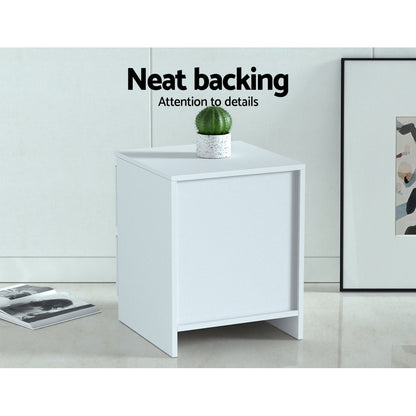 Artiss 2x Bedside Table 2 Drawers - PEPE White-Furniture &gt; Bedroom &gt; Bedside Tables-PEROZ Accessories