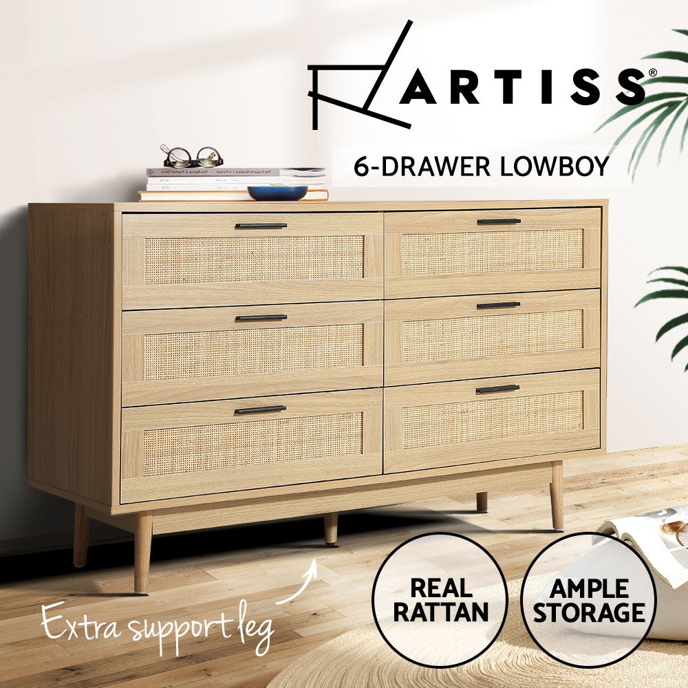 Artiss 6 Chest of Drawers - BRIONY Oak-Furniture &gt; Living Room-PEROZ Accessories