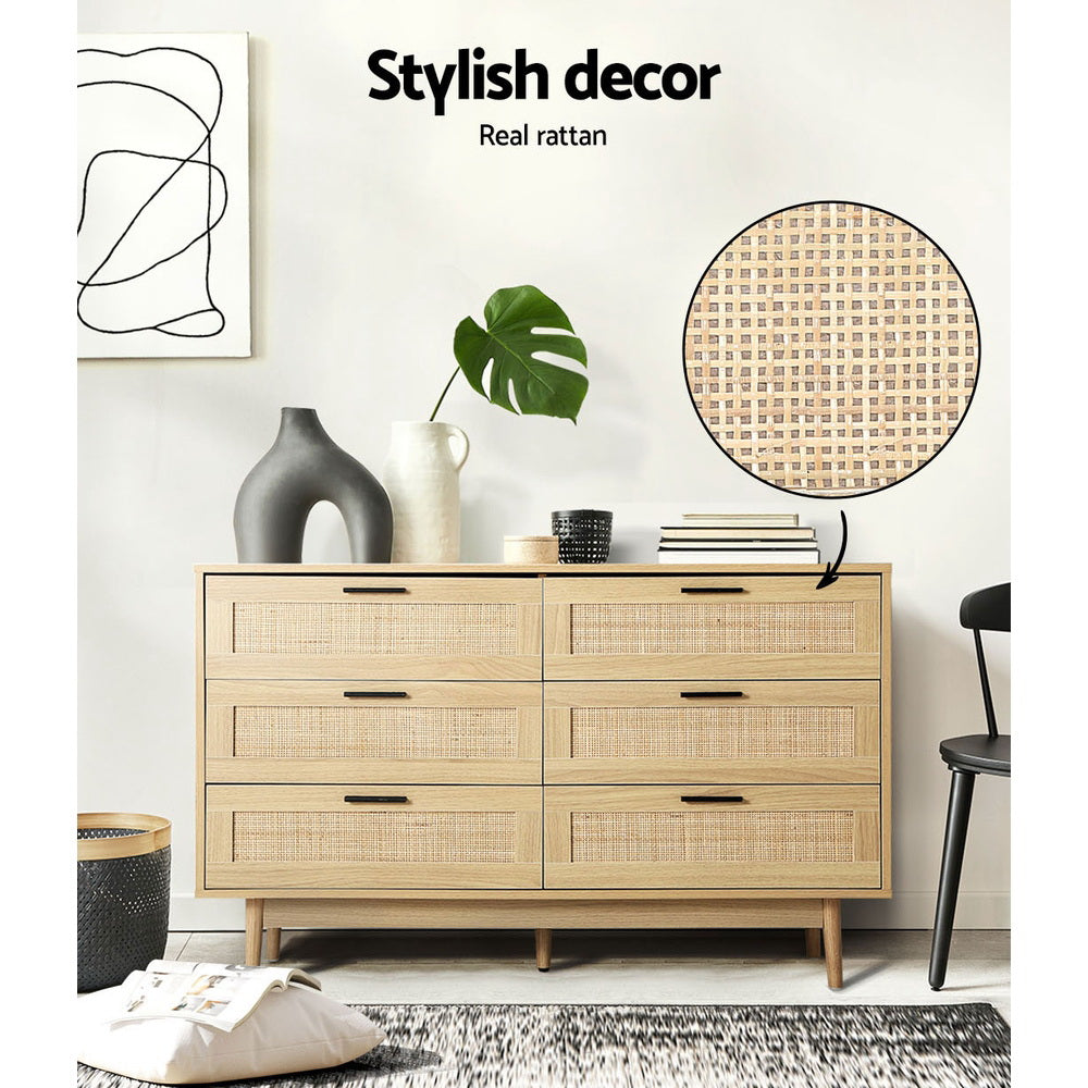 Artiss 6 Chest of Drawers - BRIONY Oak-Furniture &gt; Living Room-PEROZ Accessories