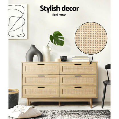 Artiss 6 Chest of Drawers - BRIONY Oak-Furniture &gt; Living Room-PEROZ Accessories