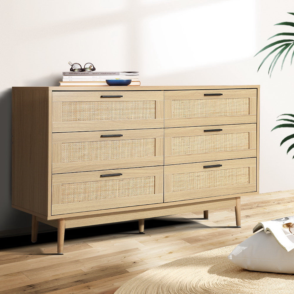 Artiss 6 Chest of Drawers - BRIONY Oak-Furniture &gt; Living Room-PEROZ Accessories