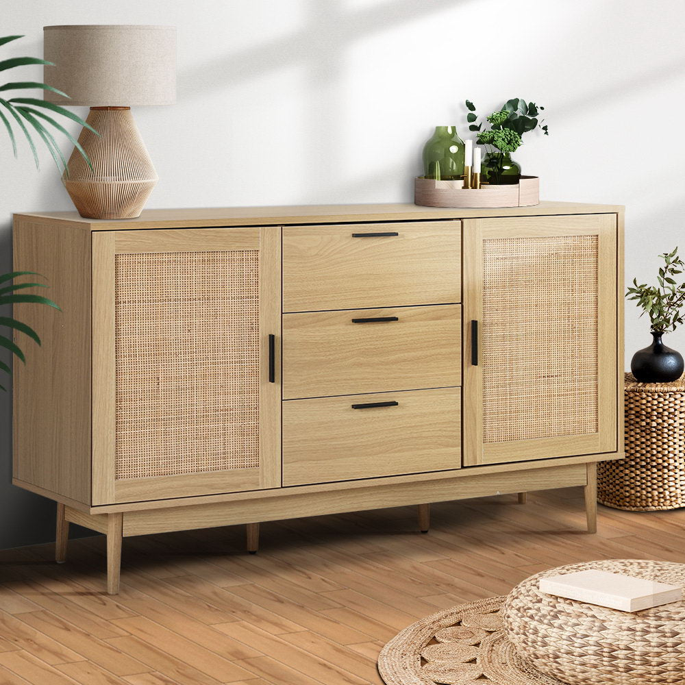 Artiss Rattan Buffet Sideboard - BRIONY Oak-Furniture &gt; Living Room-PEROZ Accessories