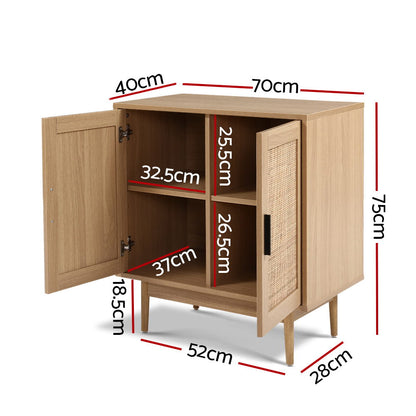 Artiss Rattan Buffet Sideboard 2 Doors - BRIONY Oak-Furniture > Dining-PEROZ Accessories