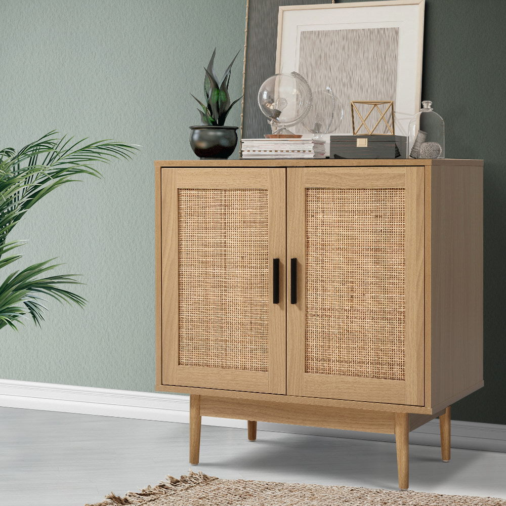 Artiss Rattan Buffet Sideboard 2 Doors - BRIONY Oak-Furniture &gt; Dining-PEROZ Accessories