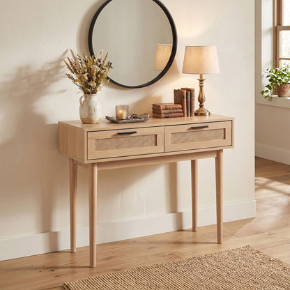 Artiss Console Table 2 Rattan Drawers-Console Tables-PEROZ Accessories