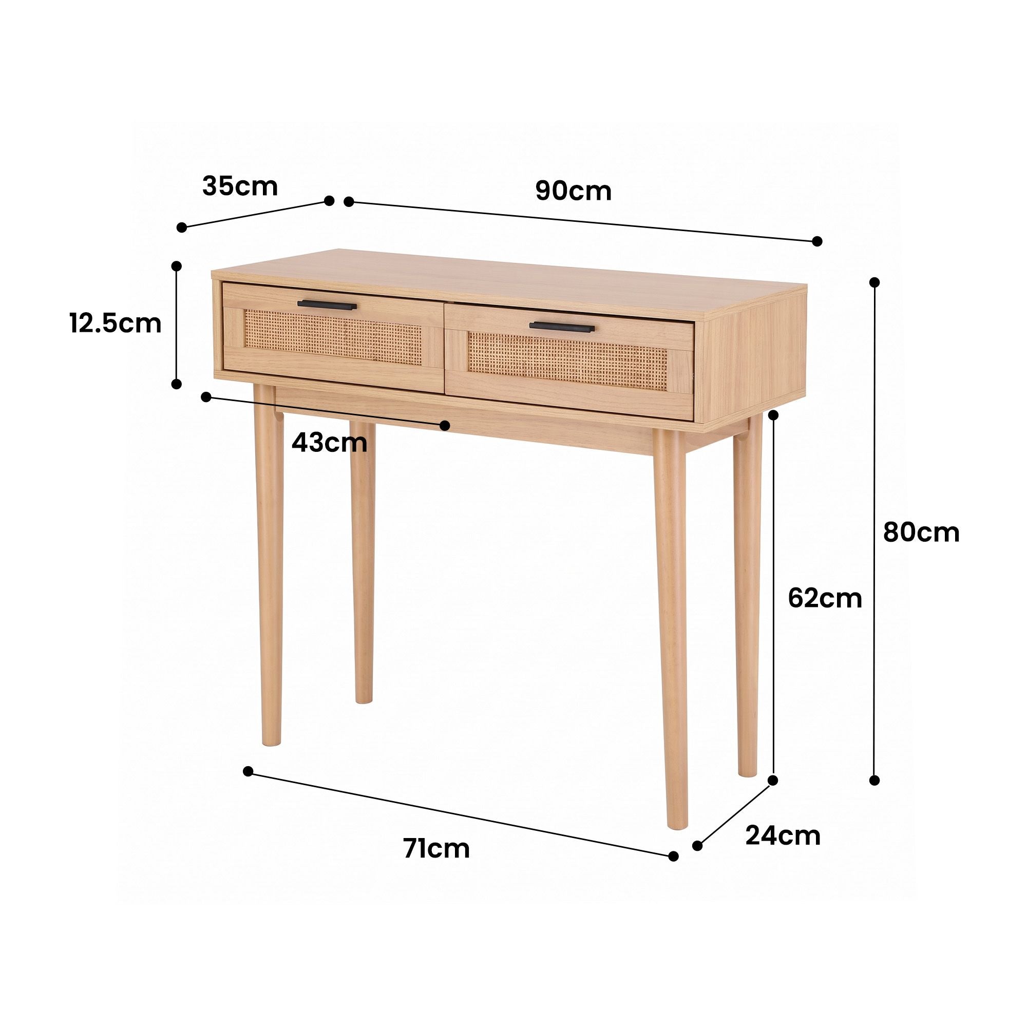 Artiss Console Table 2 Rattan Drawers-Console Tables-PEROZ Accessories
