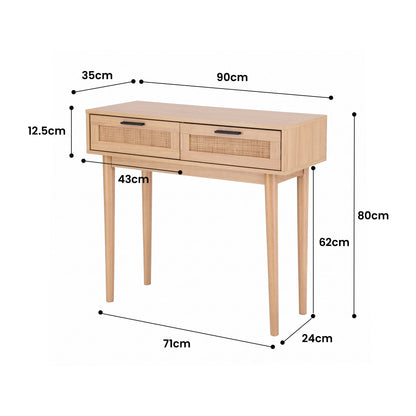 Artiss Console Table 2 Rattan Drawers-Console Tables-PEROZ Accessories