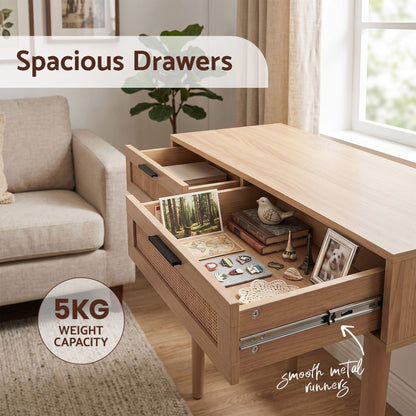 Artiss Console Table 2 Rattan Drawers-Console Tables-PEROZ Accessories