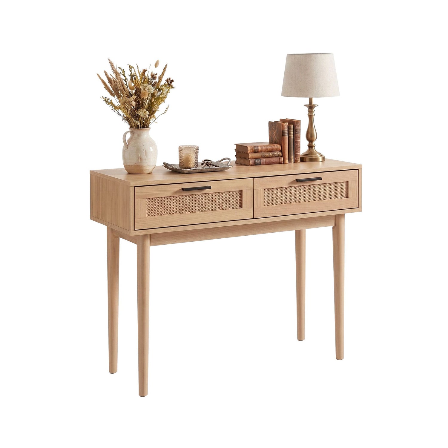 Artiss Console Table 2 Rattan Drawers-Console Tables-PEROZ Accessories
