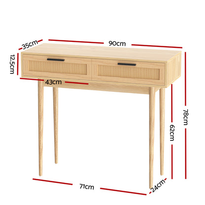 Artiss Console Table 2 Rattan Drawers-Console Tables-PEROZ Accessories