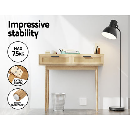 Artiss Console Table 2 Rattan Drawers-Console Tables-PEROZ Accessories