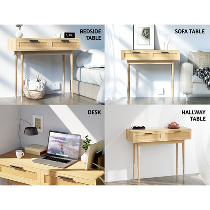 Artiss Console Table 2 Rattan Drawers-Console Tables-PEROZ Accessories