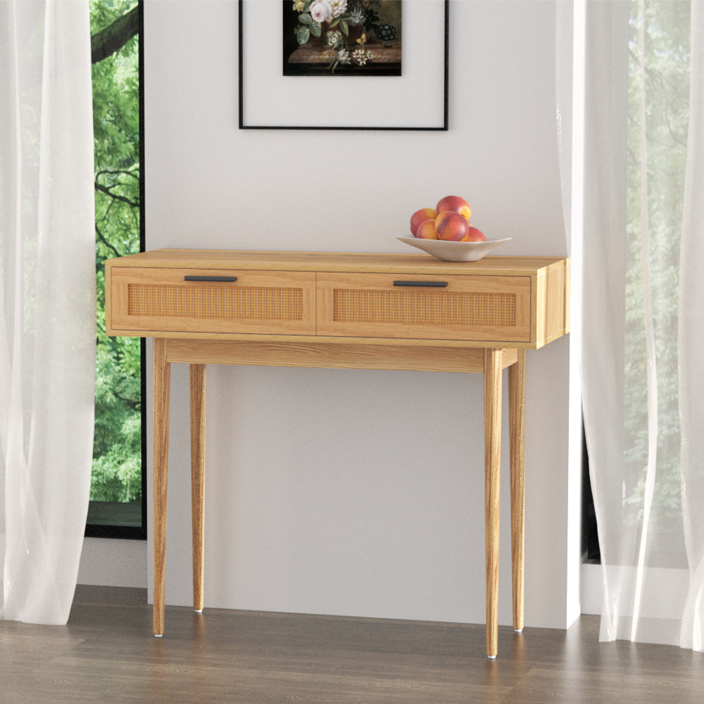 Artiss Console Table 2 Rattan Drawers-Console Tables-PEROZ Accessories