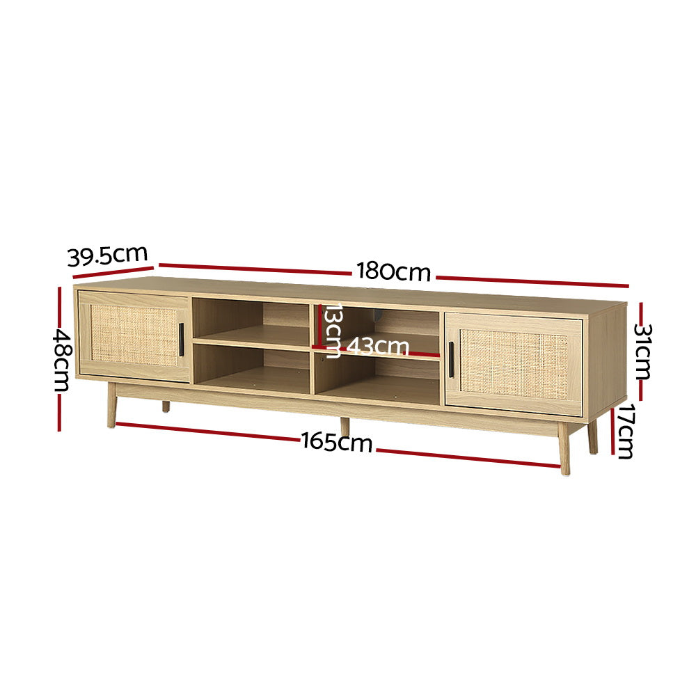 Artiss TV Cabinet Entertainment Unit Storage Cabinets Rattan Wooden 180CM-Entertainment Units-PEROZ Accessories