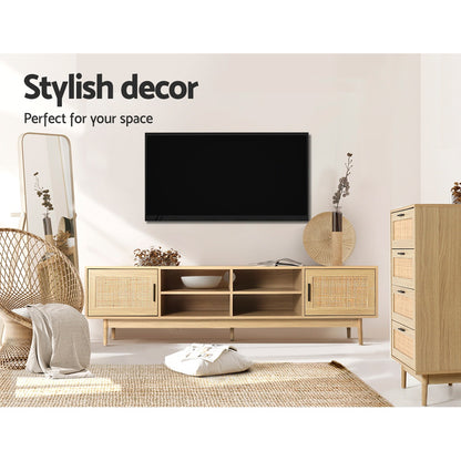 Artiss TV Cabinet Entertainment Unit Storage Cabinets Rattan Wooden 180CM-Entertainment Units-PEROZ Accessories